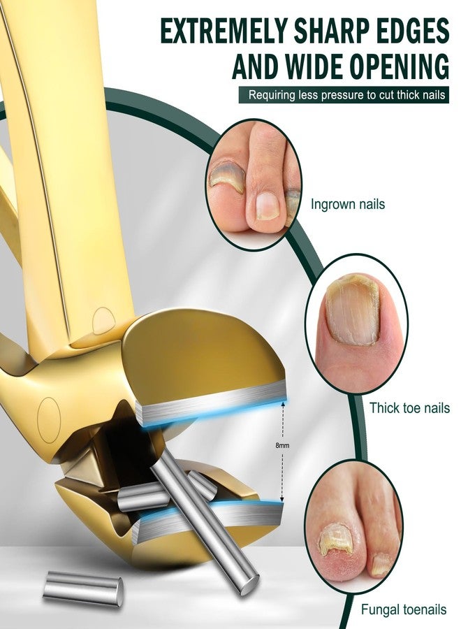 FVION Ergonomic Seniors Toenail Clippers, Curved Head Toe Nail Clippers for Thick Nails with Nail Catcher and Metal Nail File, Precision Nail Care Tool for Easier Trimming (Gold) - Image 3
